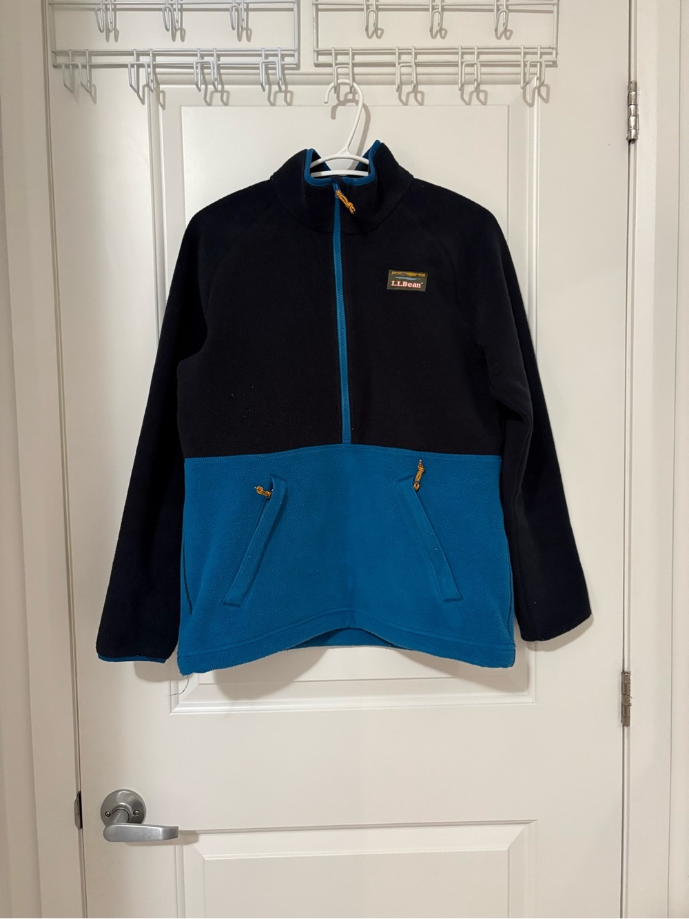 L.L. Bean women’s Two-Tone Half-Zip Fleece Jacket in Navy & Blue